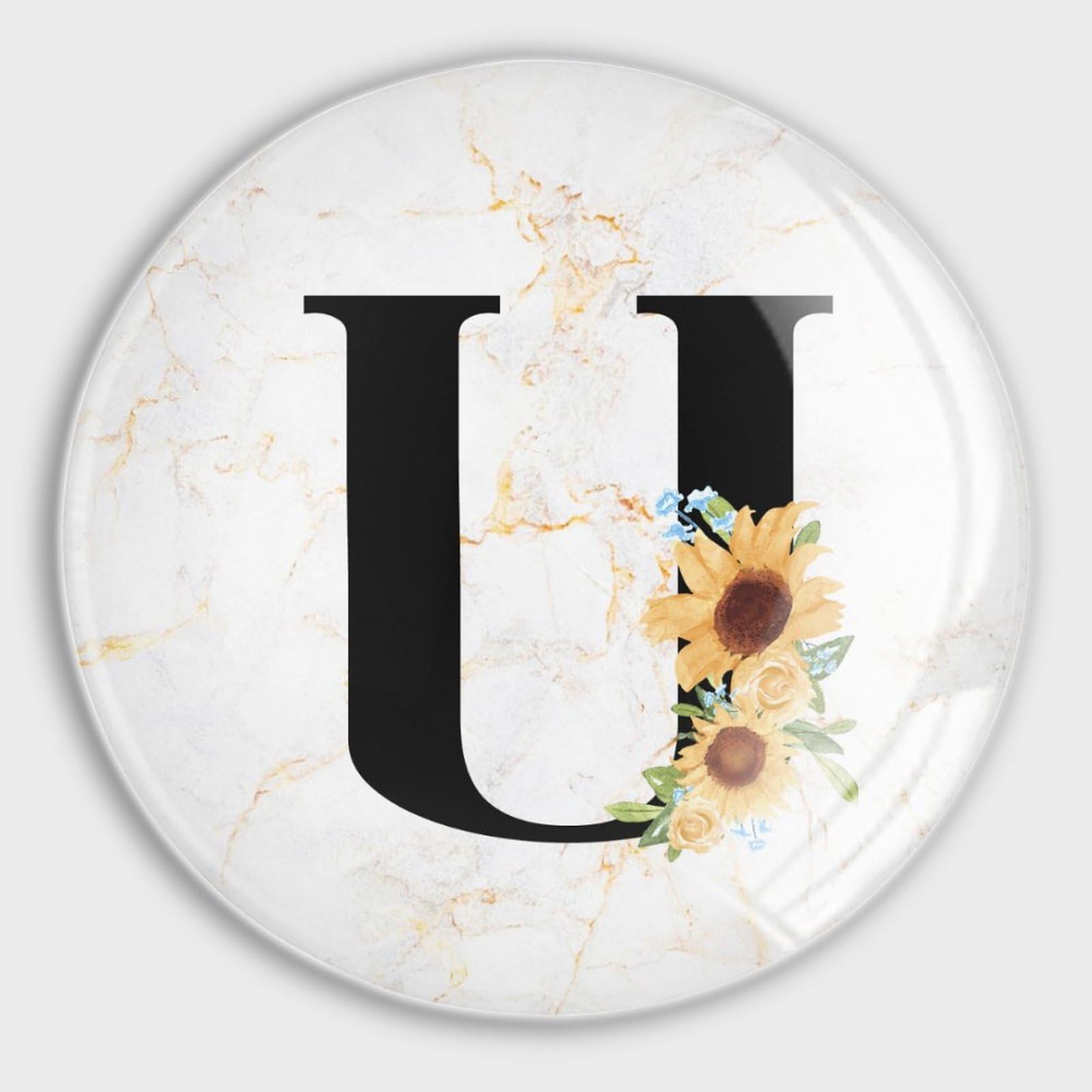 Glas-Kühlschrankmagnete, Monogramm, Initiale U, niedliche Magnete, Alphabet, Sonnenblume, Blumenmuster, Whiteboard-Magnete, Monogramm, Buchstaben, Kühlschrankmagnete für Whiteboard, Küche