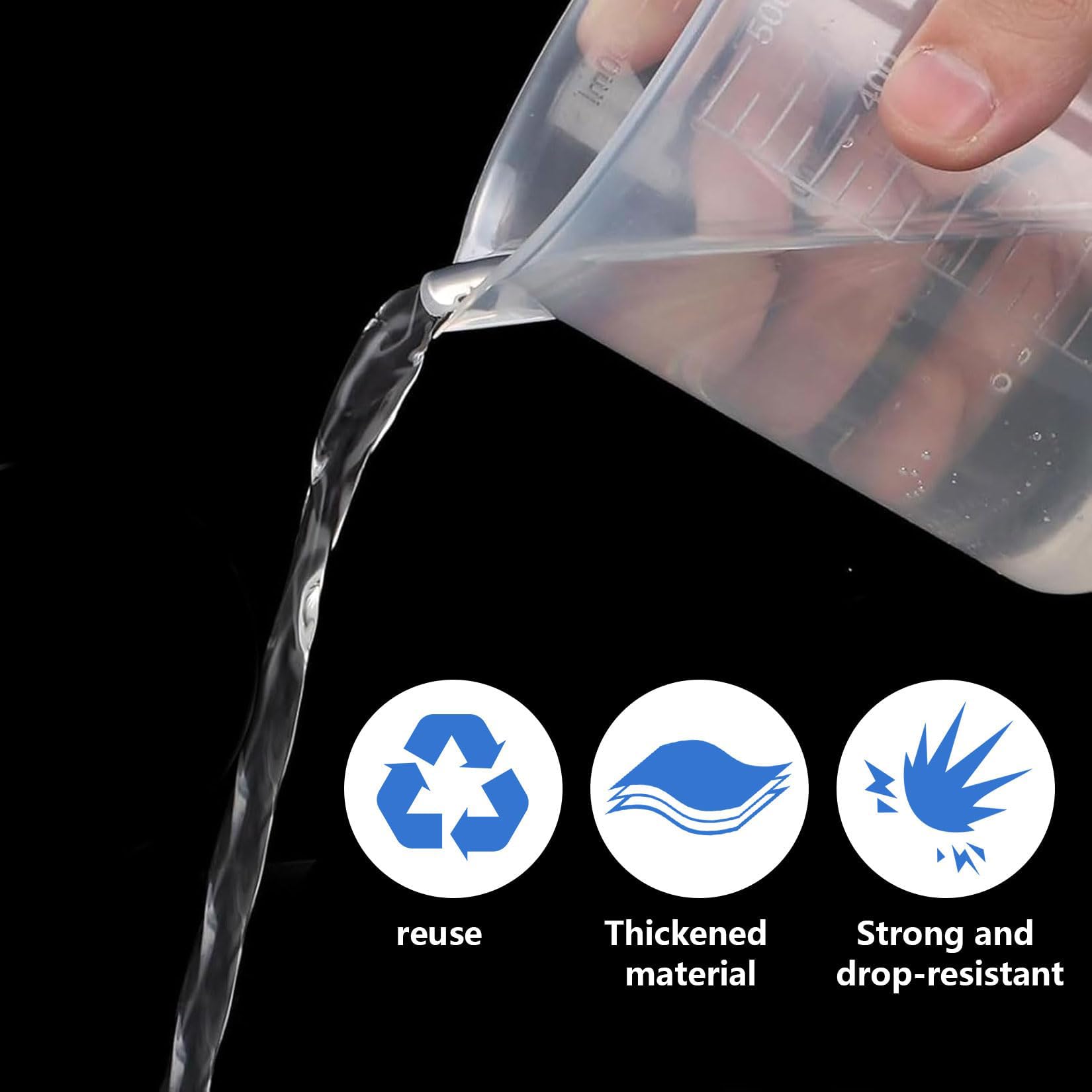 Vasos de Medición,4 Pcs Vaso Medidor Cocina Con Escalas Precisas Probetas Plastico Reutilizables Vasos Medidores Antidherentes Medidores Laboratorio para Bricolaje Hecho a Mano Laboratorio