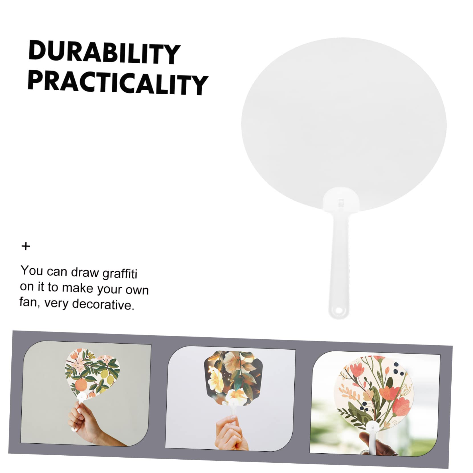 Ventaglio Fai da Te 50 Pezzi in Pvc Trasparente per Disegno Ragazzo Ragazza | Blank Design, per Pittura e Graffiti, Stile Misto, Kit Manuale per Attività Creative Stile Casuale
