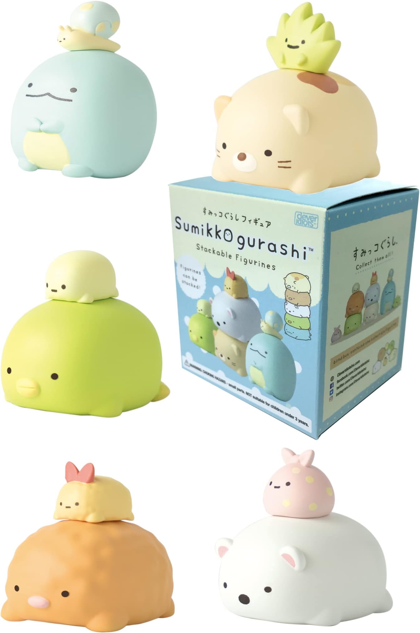 CLEVER IDIOTS INC SAN-X Sumikkogurashi Stackable Figurines - Blind Box Includes 1 of 5 Collectable Figurines - Fun, Silly, Versatile Decoration - Authentic Japanese Design
