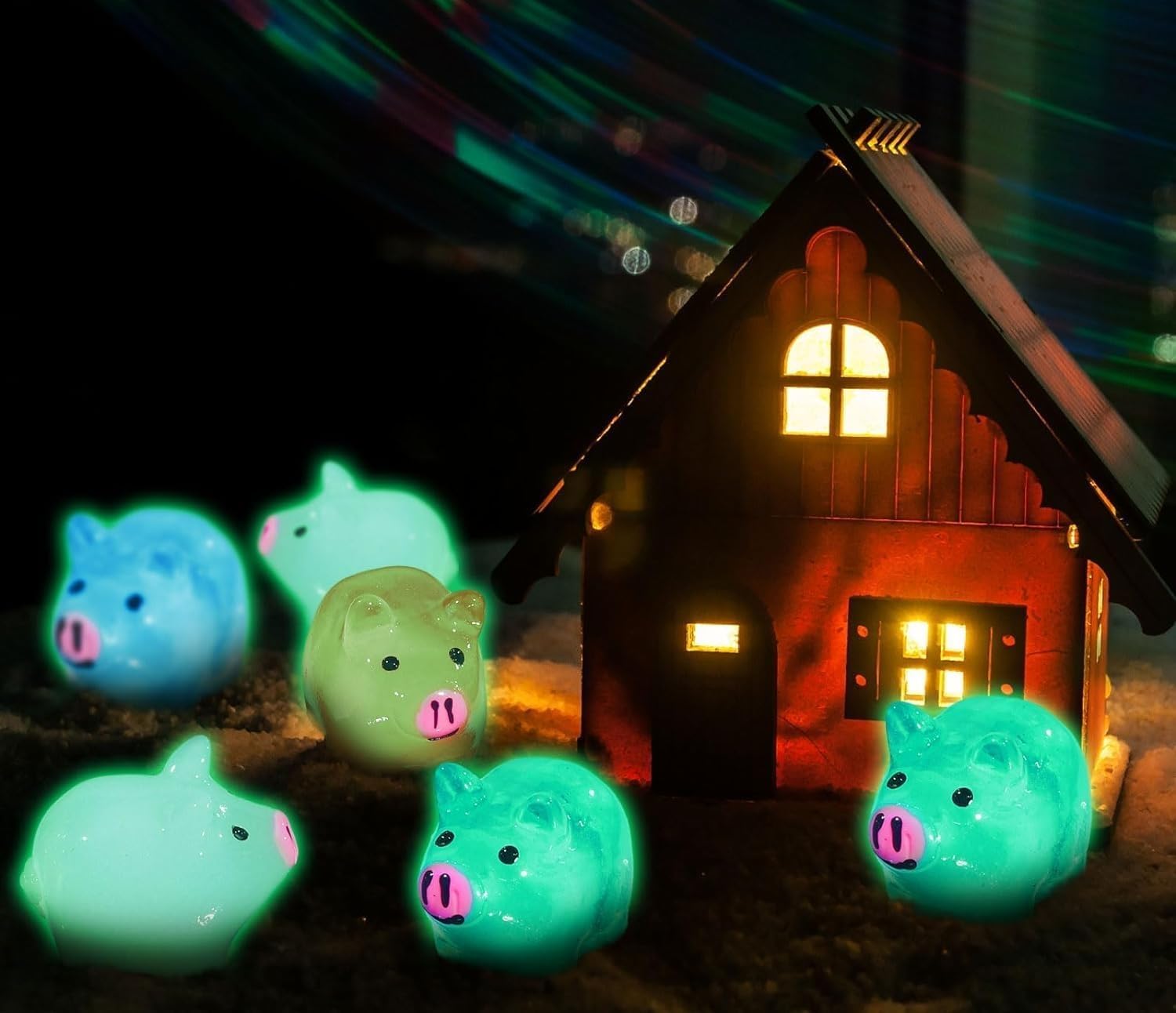 Jrootouh Lot De 70 Mini Figurines De Cochon Miniatures En Résine Phosphorescentes Pour Jardin, Maison De Poupée, Accessoires De Vie Sauvage, Micro Paysage, Décoration De Fête D'aquarium