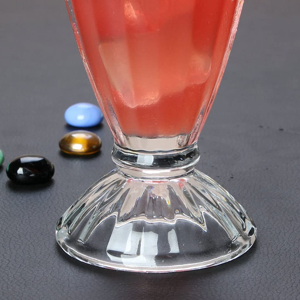 Wasserbecher, 350 ml, Glas, Milch, Teetasse, Milchshake-Becher, Eisbecher, Saftbecher, Dessertbecher, dicker, runder, gestreifter Juwelenbecher, 2 isolierte Becher