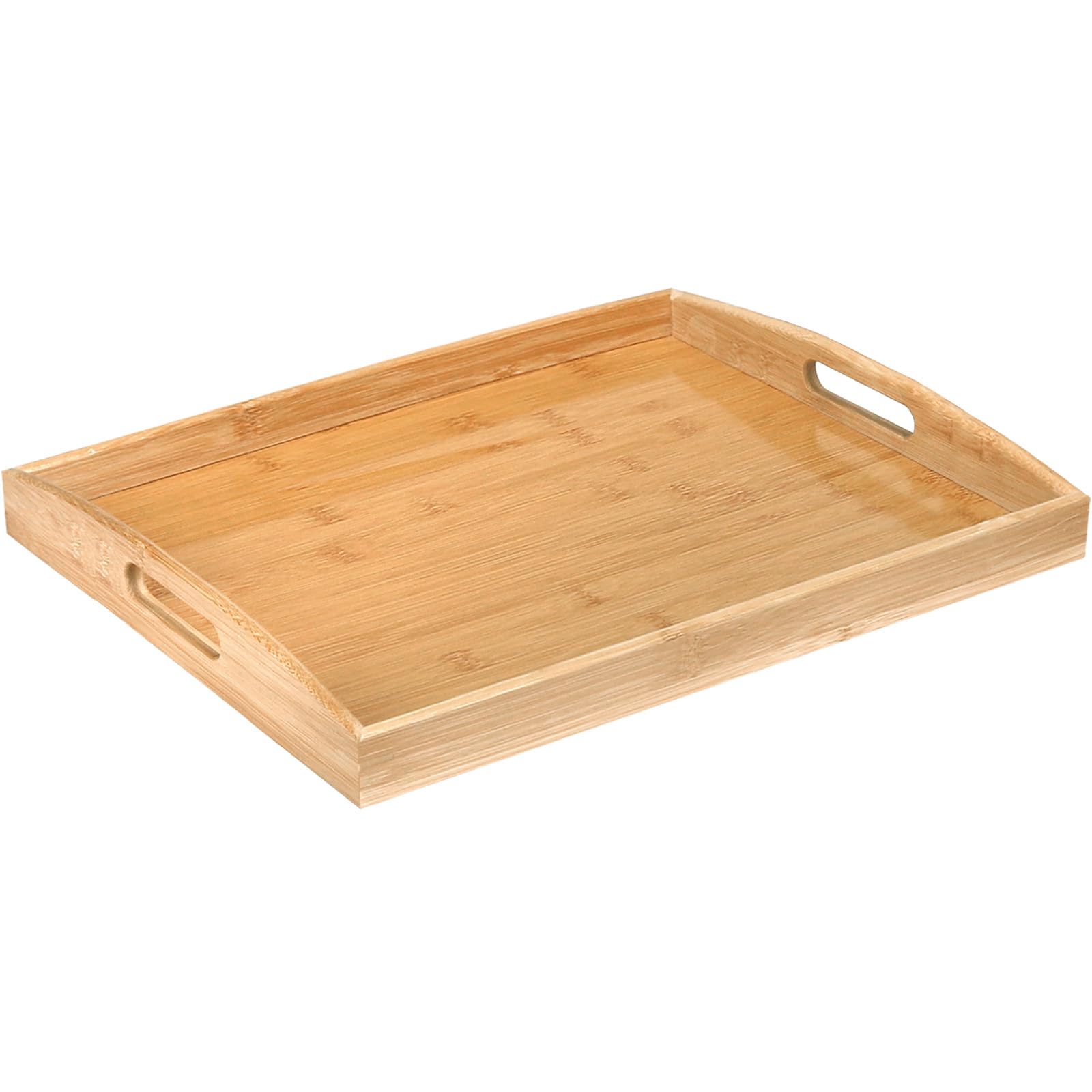 Bandeja de Servir de Bambú Con Asas - Madera, Cocina, Desayuno, Té, Mesa de Café, Decorativa (50 x 35 x 4 cm)