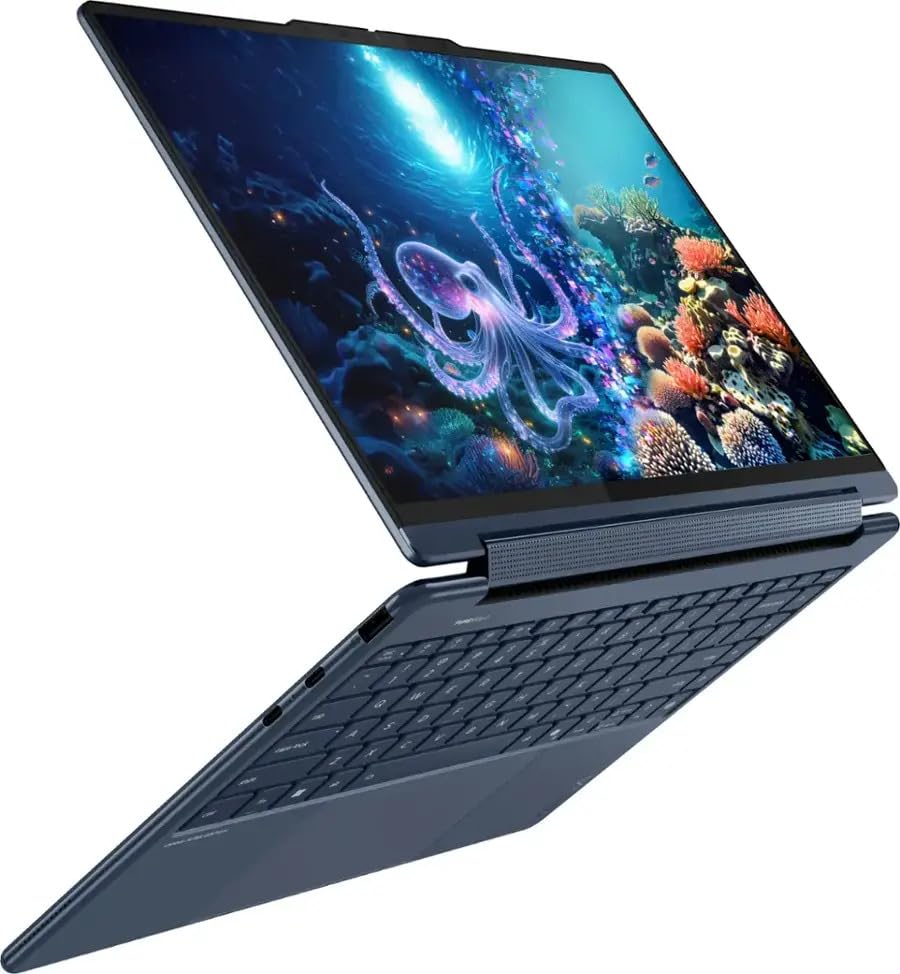 Image of Lenovo Yoga 9i 2-in-1 Aura Edition 14 inch Copilot+ Laptop (2025) - Intel Ultra 7 258V 8-Core, 32GB RAM, 1TB M.2 NVMe SSD, 14.0 inch 2.8K OLED Touchscreen 1100-Nits, Windows 11 Pro - Cosmic Blue