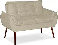 Poltrona Namoradeira Safira 2 Lugares para Sala,Quarto e Recepção Suede Bege - Decora Vip Brasil