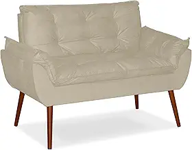 Poltrona Namoradeira Safira 2 Lugares para Sala,Quarto e Recepção Suede Bege - Decora Vip Brasil