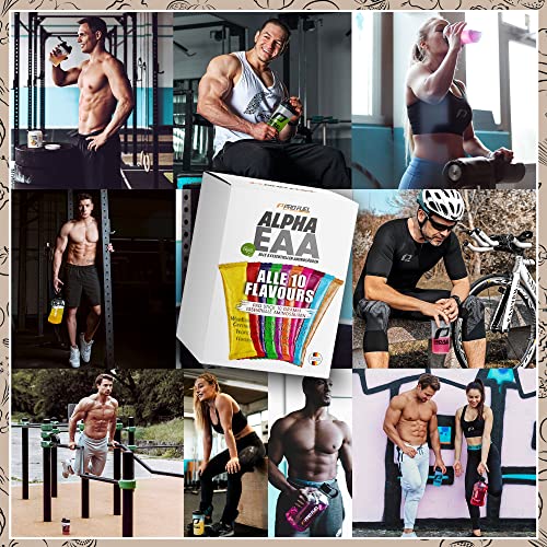 EAA Probierpaket 10x14g EAA Pulver, 10 unglaublich leckere Geschmacksrichtungen in einem Mix-Pack, EAA Drink Pulver Proben als Probierset, alle 8 essentielle Aminosäuren als Amino Workout Drink, vegan