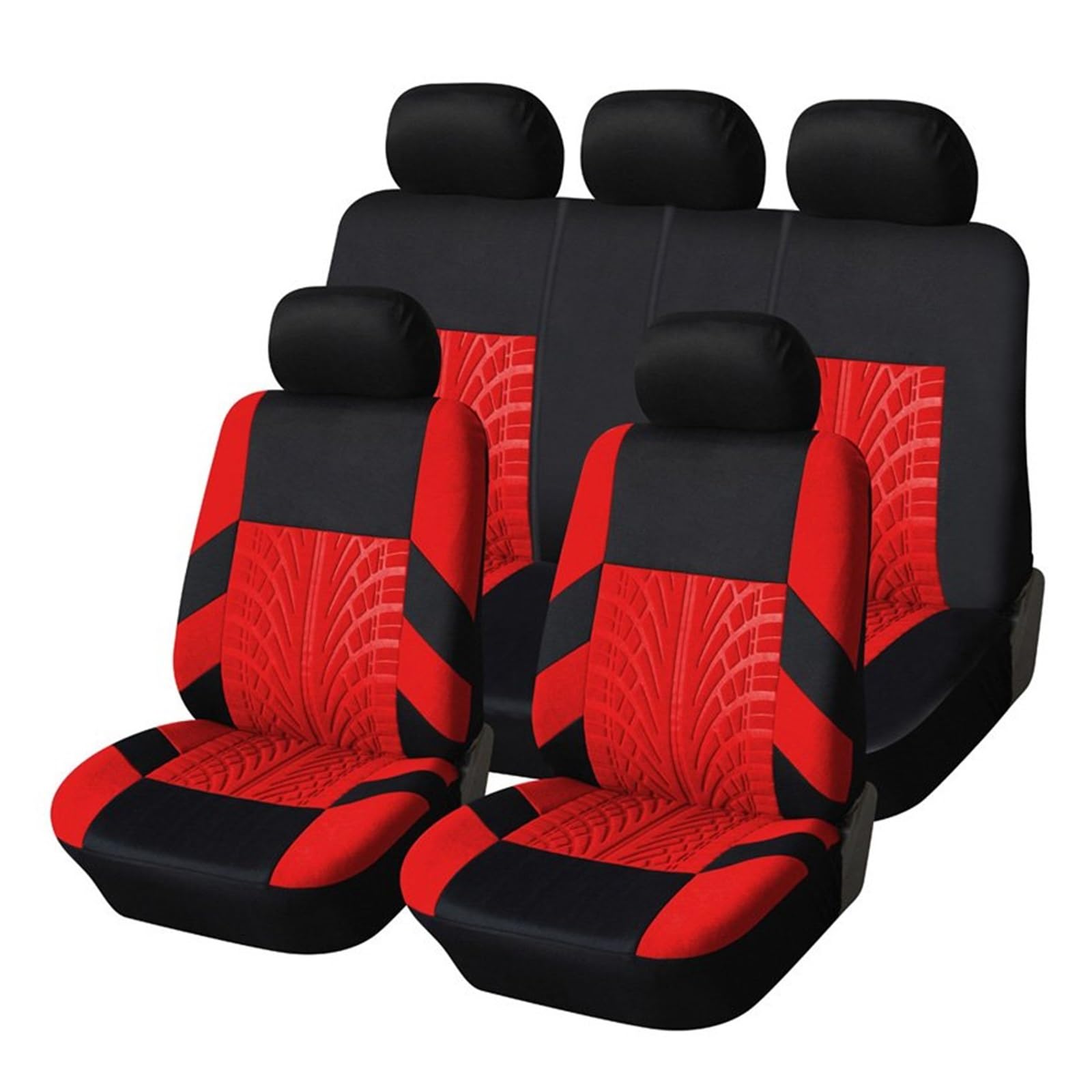 Coprisedili Coprisedili Per Auto In Tessuto Di Poliestere, Set Universale Rosso, Coprisedili Per La Cura Dell'auto Coprisedile Auto(Red full set)