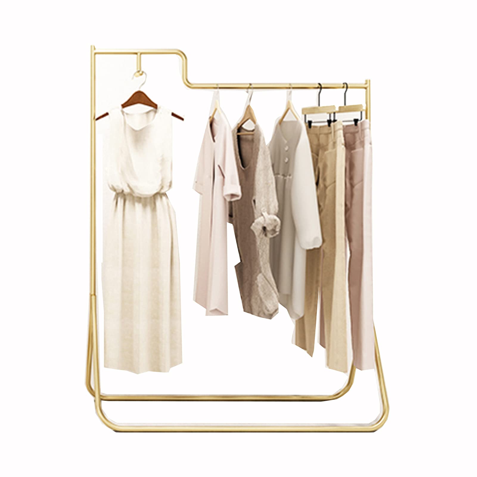 Portant à vêtements meuble penderie métal doré pour rangement maison et magasin
