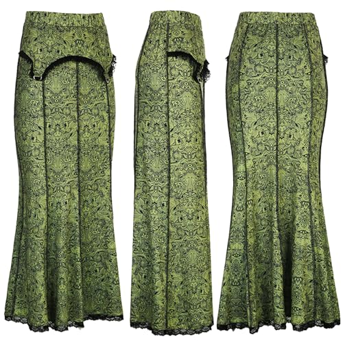 Lace Skirt Maxi Boho Vintage Mermaid Dress Eyelet Lace Trim Fishtail Satin Western Skirt2