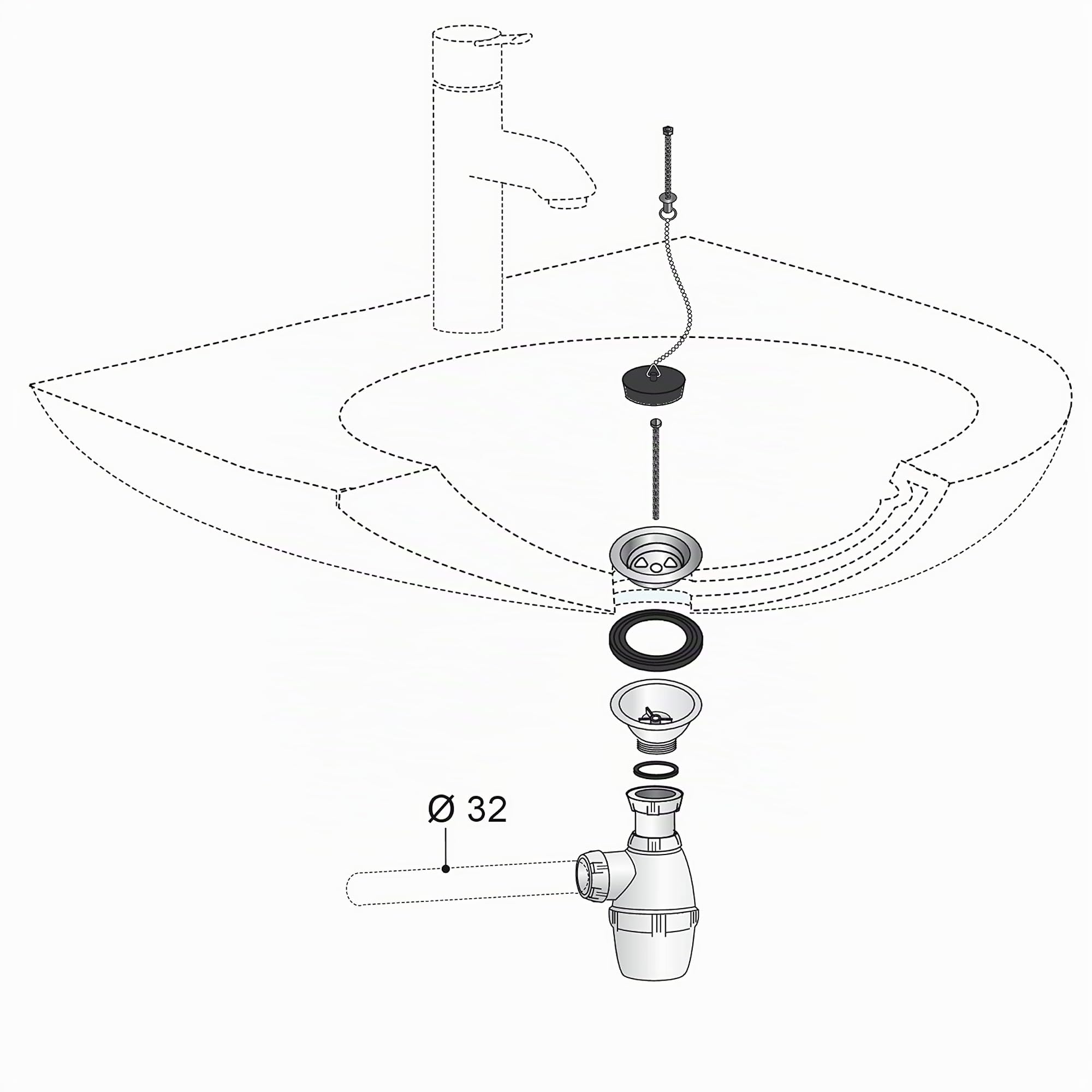 Wirquin 30718876 - Conjunto de lavabo con tapón sin agujero