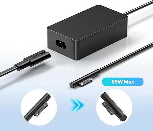 Miniatura 3 de Cargador de 65 W apto para Microsoft Surface Pro 10, 9, 8, 7+, 7, 6, 5, 4, 3, X, Windows Surface 6, 5, 4, 3, 2, 1, Surface Go Tablet, Surface Book