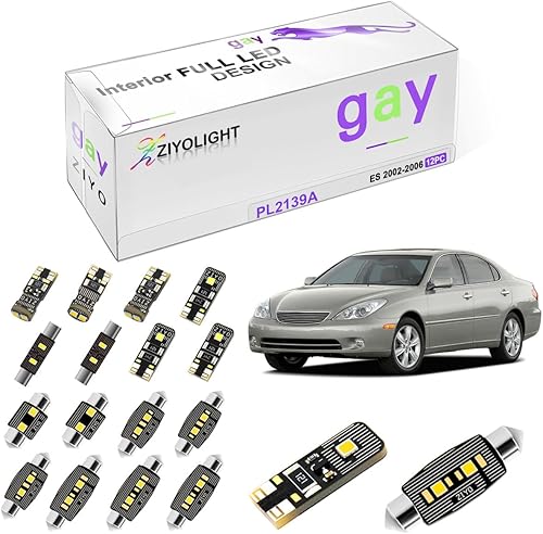 Miniatura 1 de ZIYOLIGHT - Kit de luces LED para interiores PL2139A para Lexus ES300 ES330 2002-2006, 6000K luces de cúpula blanca paquete de repuesto, bombillas