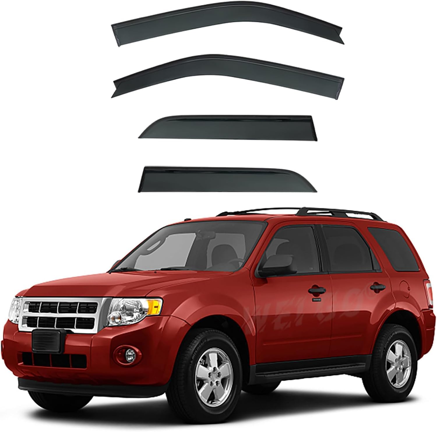 FengXH Window Deflectors for Ford Escape MK2 2008-2012 - 4pc Smoke Tint, Waterproof, Noise Reducing.