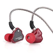 Linsoul Salnotes Zero HiFi – Auricolari in-ear con driver dinamico IEM da 10 mm, con diaframma composito in metallo, piastra frontale in acciaio inox, cavo OFC staccabile a 2 pin (rosso, senza