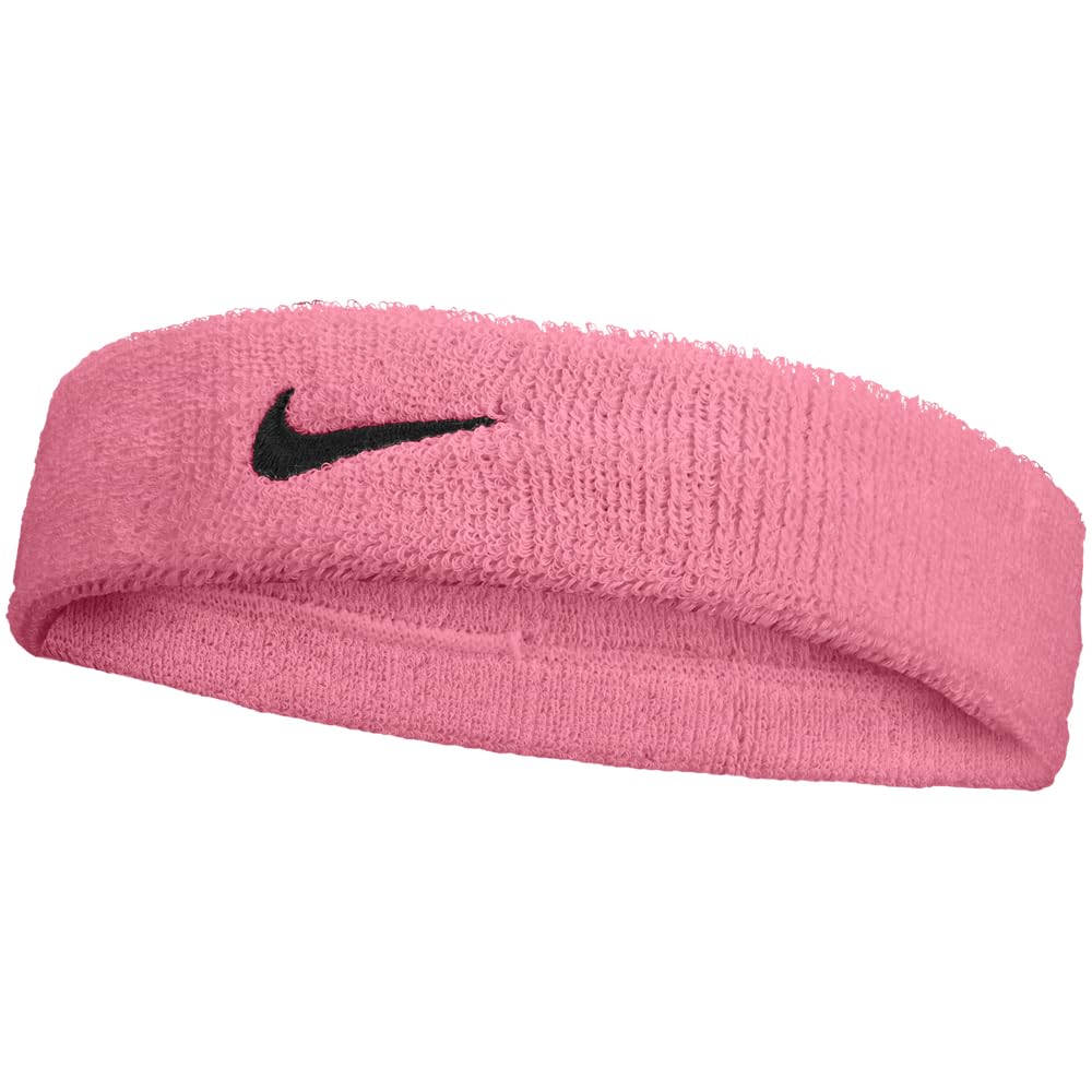Nike Swoosh Classic Headband Running Fitness Training Sports Hairband, Peony/Black, One Size
