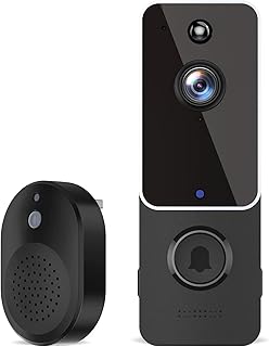 Doorbell Camera Wireless, Indoor/Outdoor Surveillance Video Cam, Smart AI Human Detection, Live View, Included Chime Ringer, 2.4G WiFi, 2-Way Audio, Night Vision, Cloud Storage