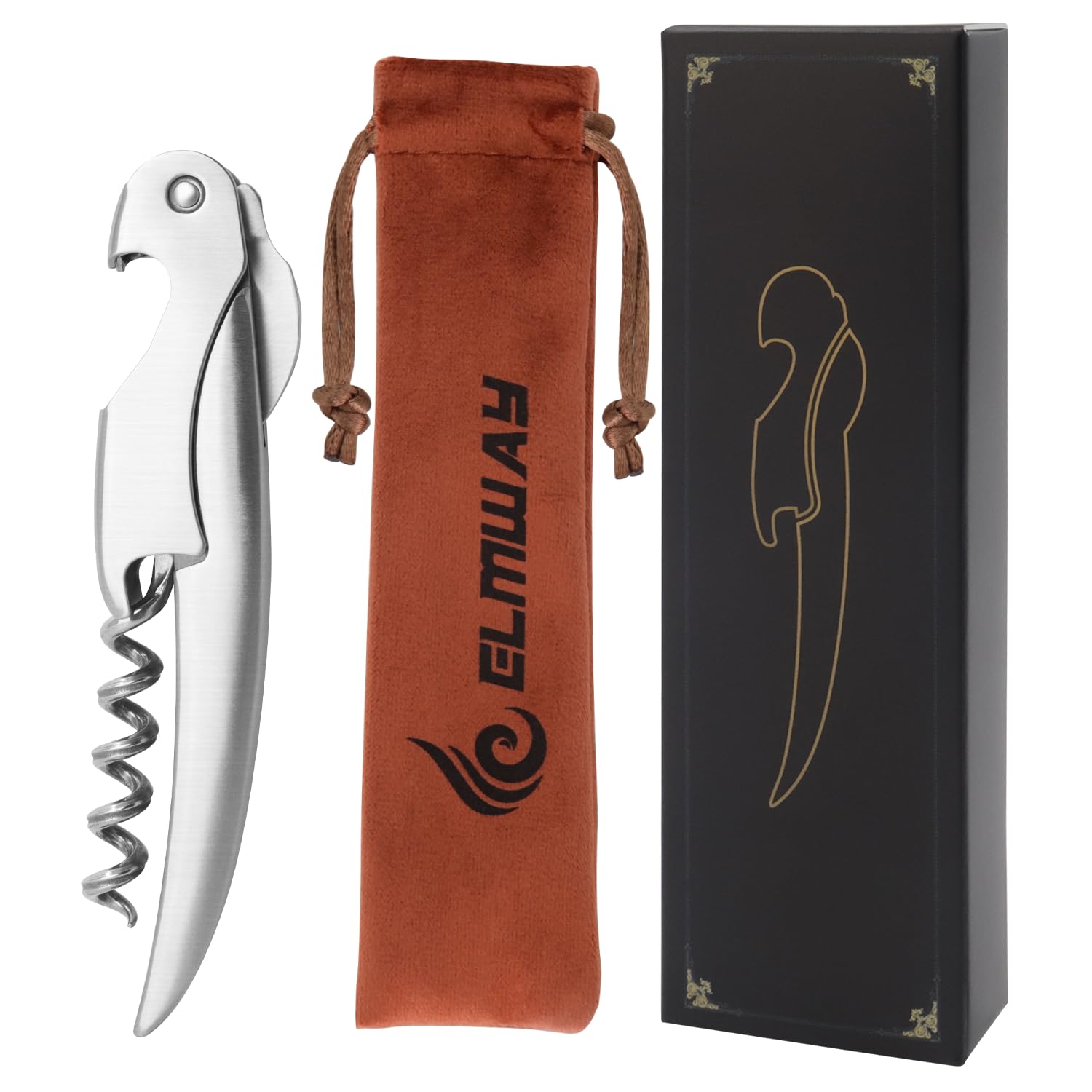 ELMWAY VinoLux Series All-Stainless Steel Waiter’s Friend Corkscrew