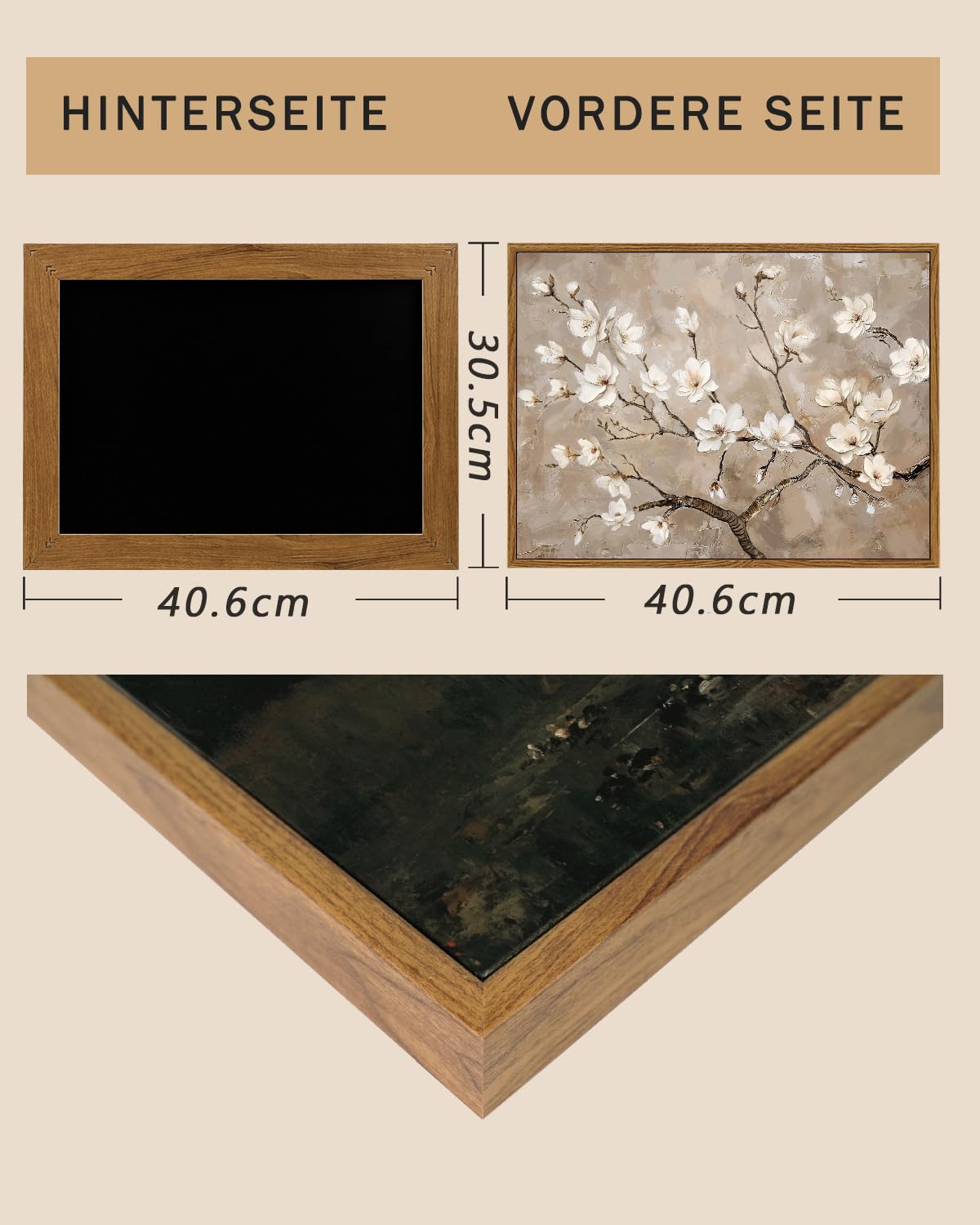 ARPEOTCY Quadro Con Cornice - Specchio Floreale Vintage - Decorazione Da Parete 21x29 Cm - Regalo Per Mamma