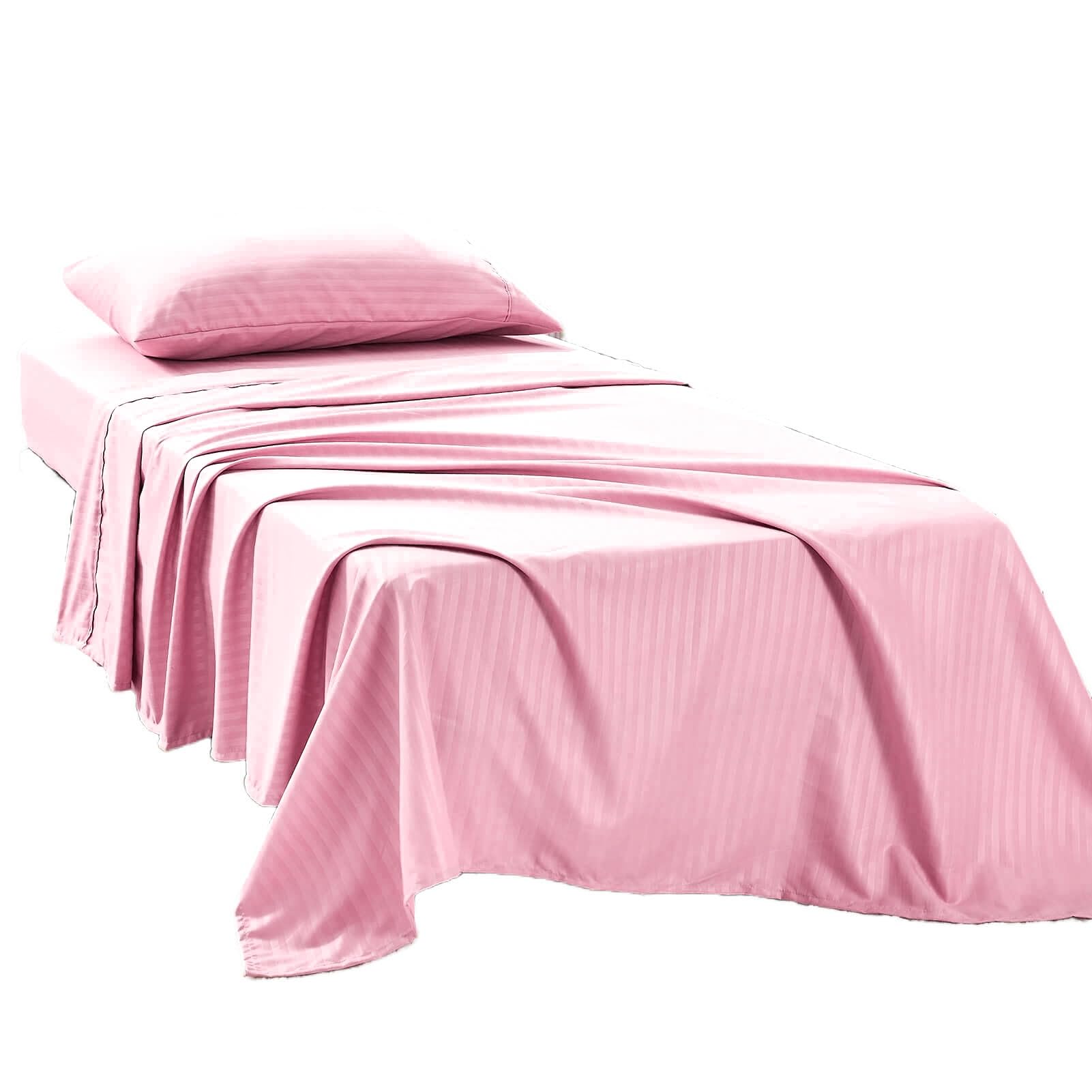 Kingnex 30x75x9 Striped 3 Piece RV Bunk Sheets Set for Narrow Twin Bed Pink