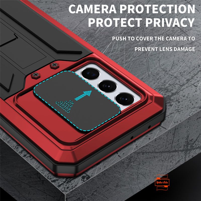 Coque Galaxy S22 Plus étanche avec protection d'écran intégrée et armure métallique rouge - 6