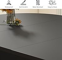 Vista 4 de Mesa de comedor extensible de 41 pulg. a 78 pulg. para 4-8 personas, mesa redonda expandible de cocina con base estriada, mesas modernas ovaladas