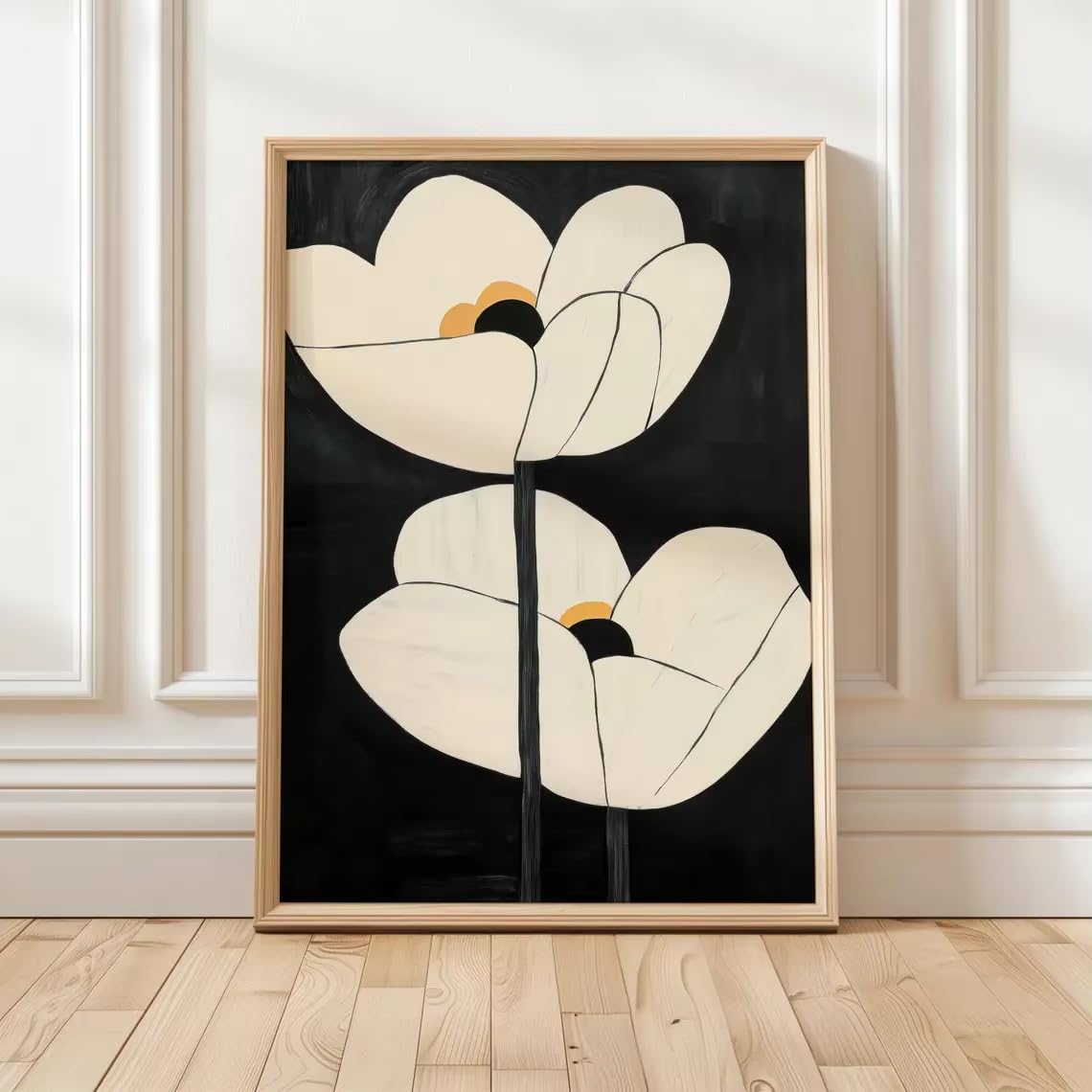 Tableau d'art floral sur toile noire audacieuse de qualité premium - 7
