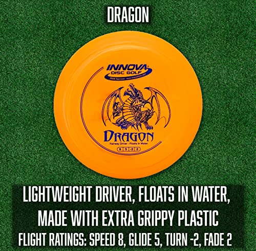Innova Discs Golf Set 5 Disc Set Includes Disc Golf Driver, Mid-Range,Disc Golf Putter - Innova Star Destroyer, Dx Dragon, Disc Golf Discs, Frisbee Golf Discs Set, Pdga Approved Colors Will Vary #TOP1