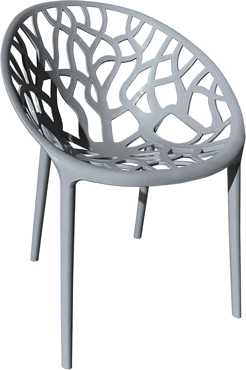 UCHEWON Set of 4 Outdoor Dining Plastic Stacking Chairs, Armless Lightweight Patio & Garden Chairs for Home, Restaurant & Cafe (Grey) โ image 1