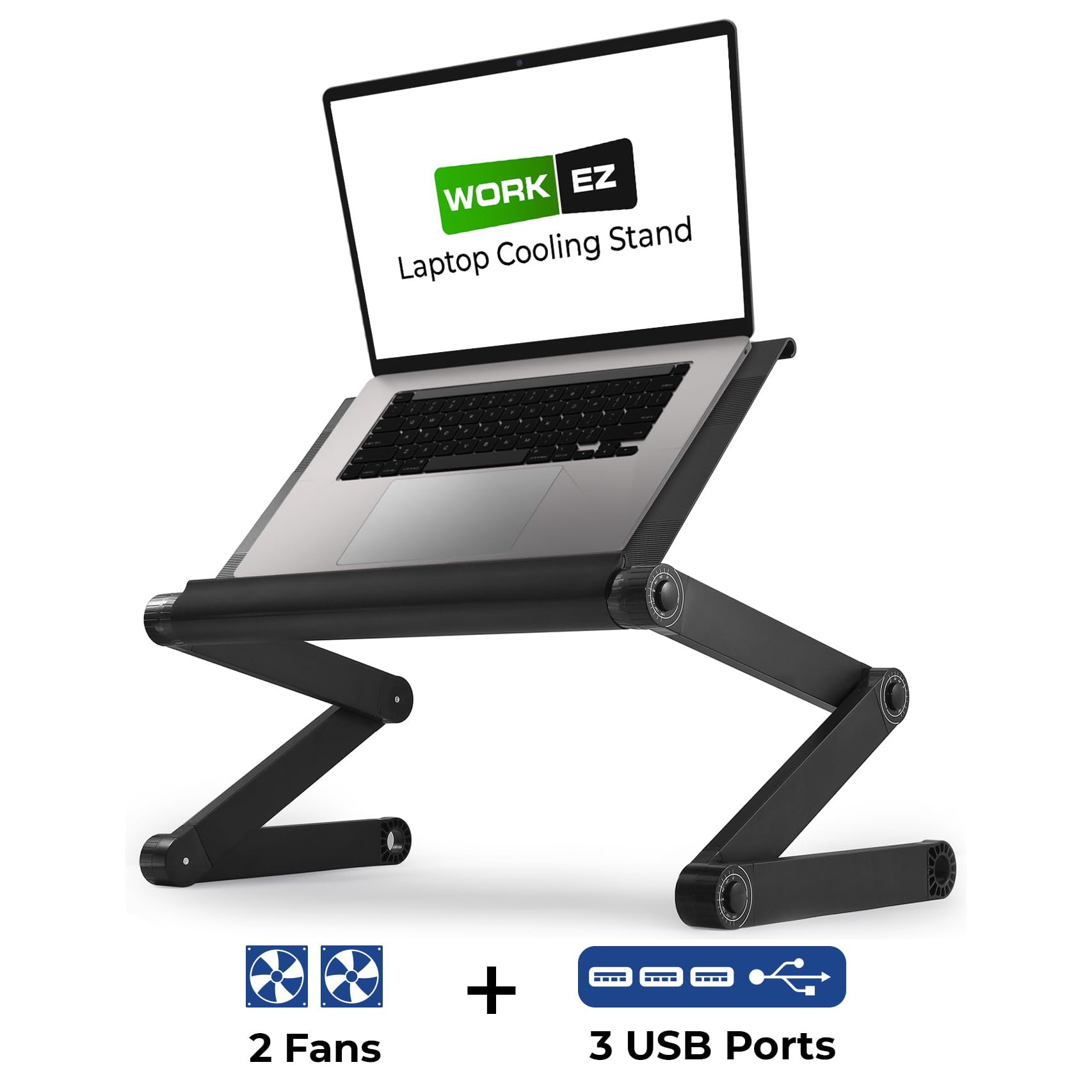 Soporte ajustable Executive para portátil y tableta de WorkEZ, ergonómico, color negro