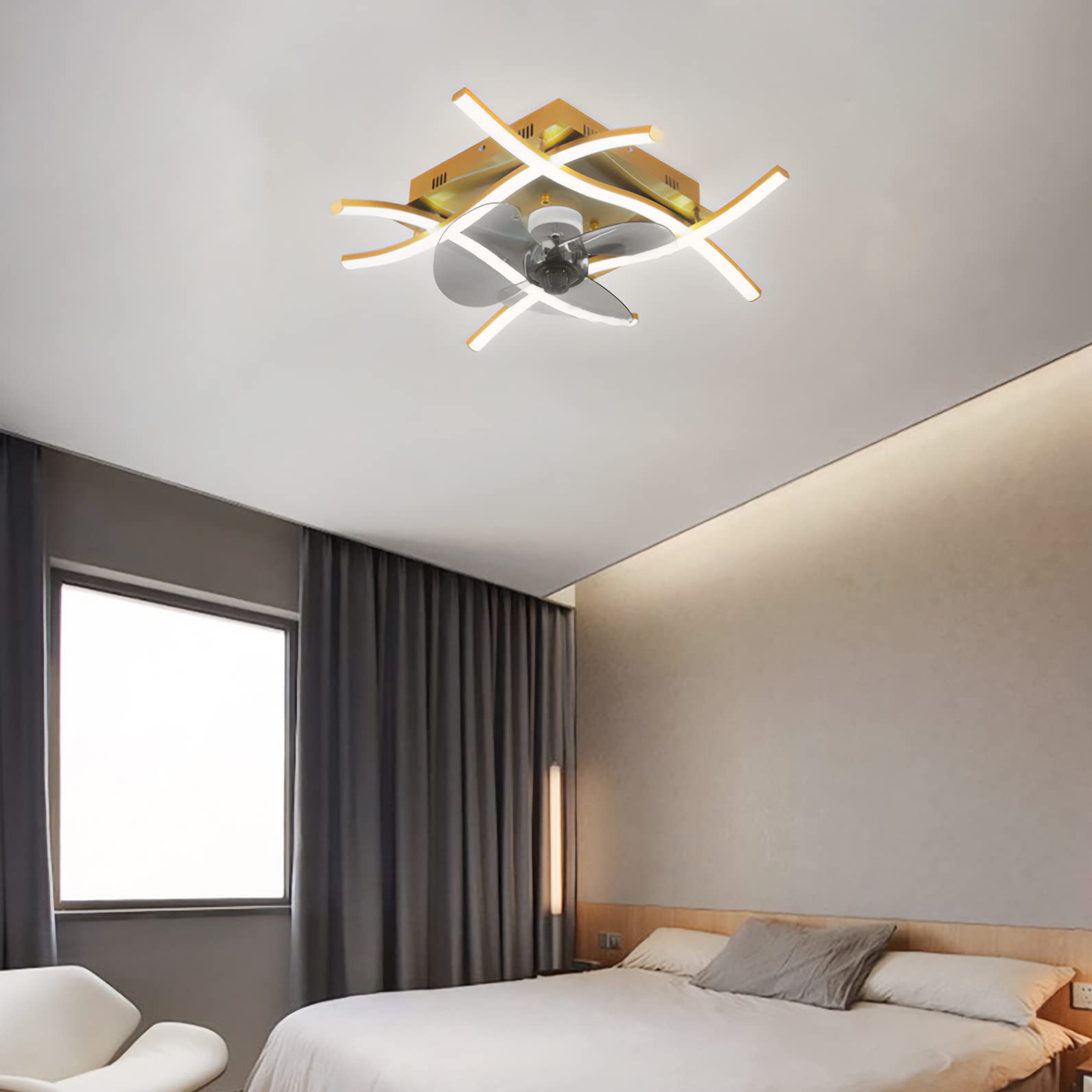 Ventilateur de plafond moderne avec lampe et télécommande pour salon