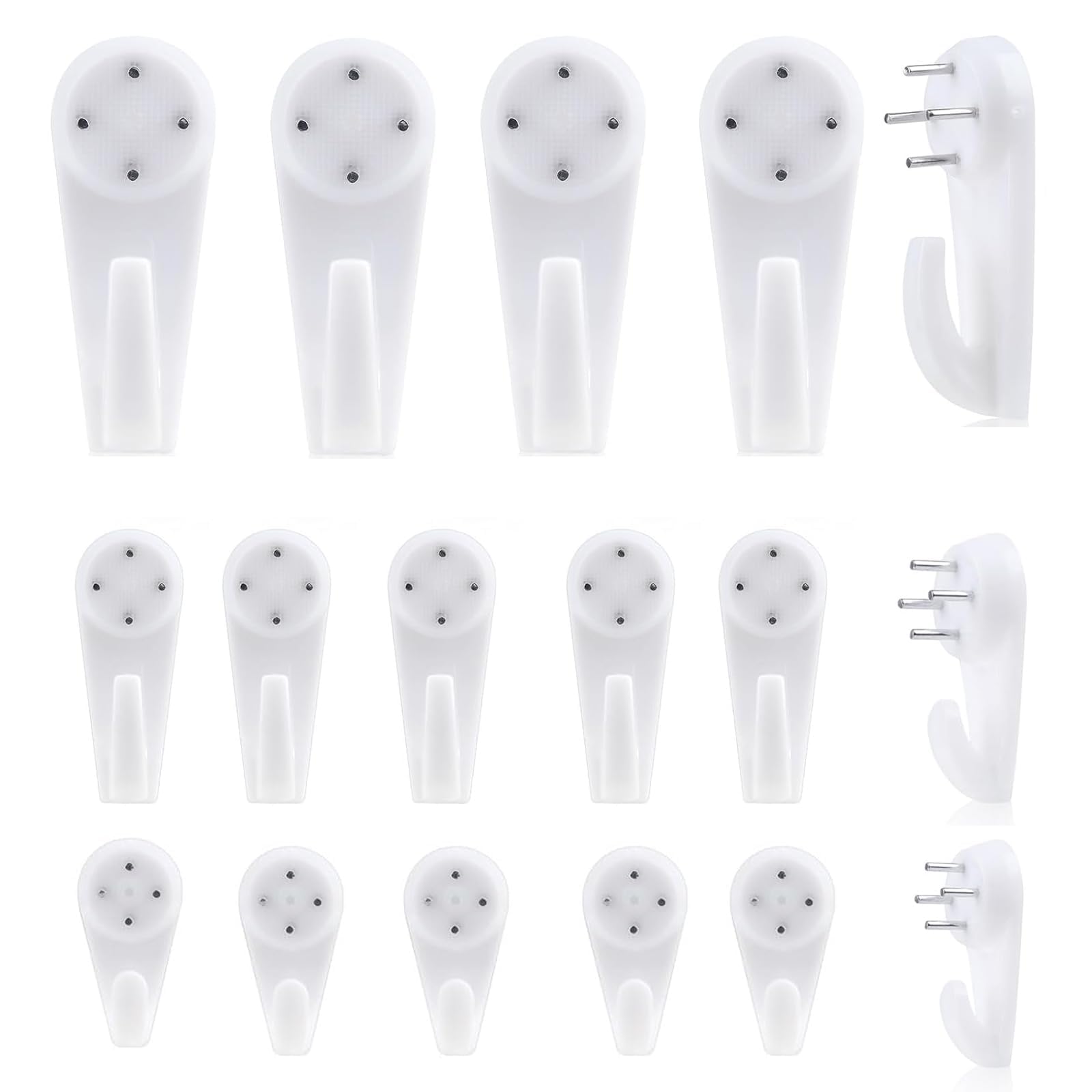 Moywycno White 60Pcs Non-Trace Picture Hooks For Hard Wall, Picture Hanging Kit For Picture Frame Fixing, Picture Hanger Hook For Plasterboard Walls Drywall Concrete Wall