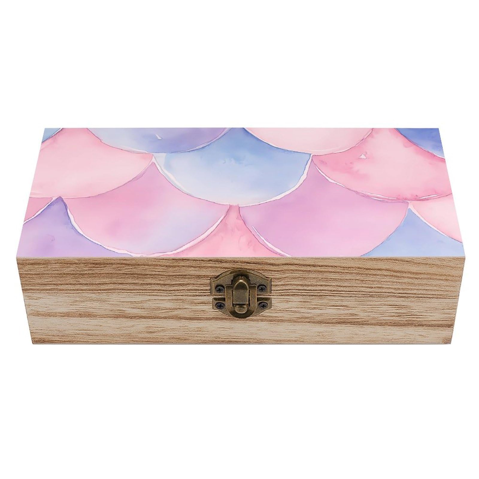 HLBSDM Watercolor Charming Scales Retro Wooden Storage Box Jewelry Art Gift Boxs Decorative Keepsake Boxes