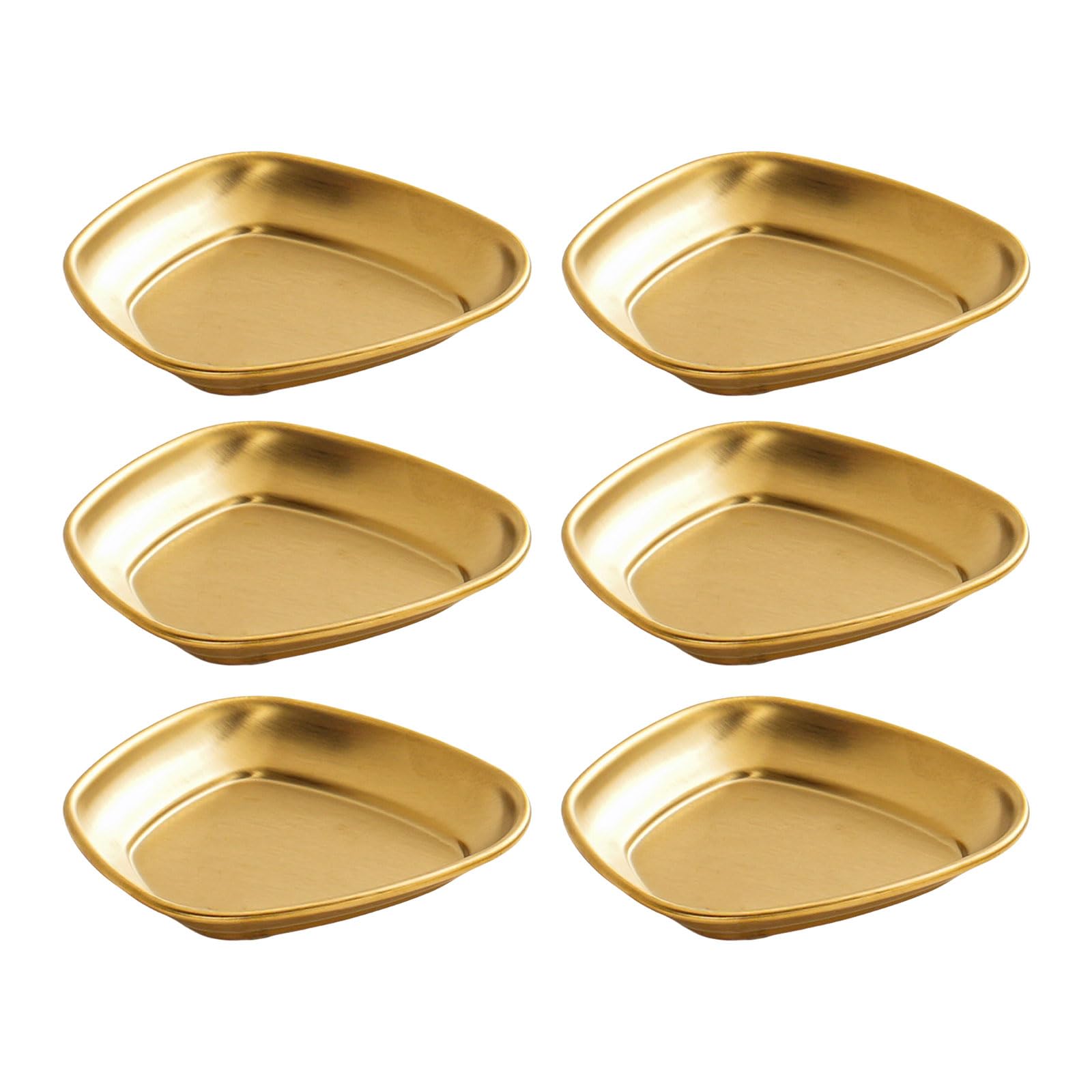 Buxuaaaa 6Pieces Effective Stainless Steel Miniature Bowls Tray Stable Dishes for Sauce and Condiments in Delicate Designs Round Seasoning Bowls