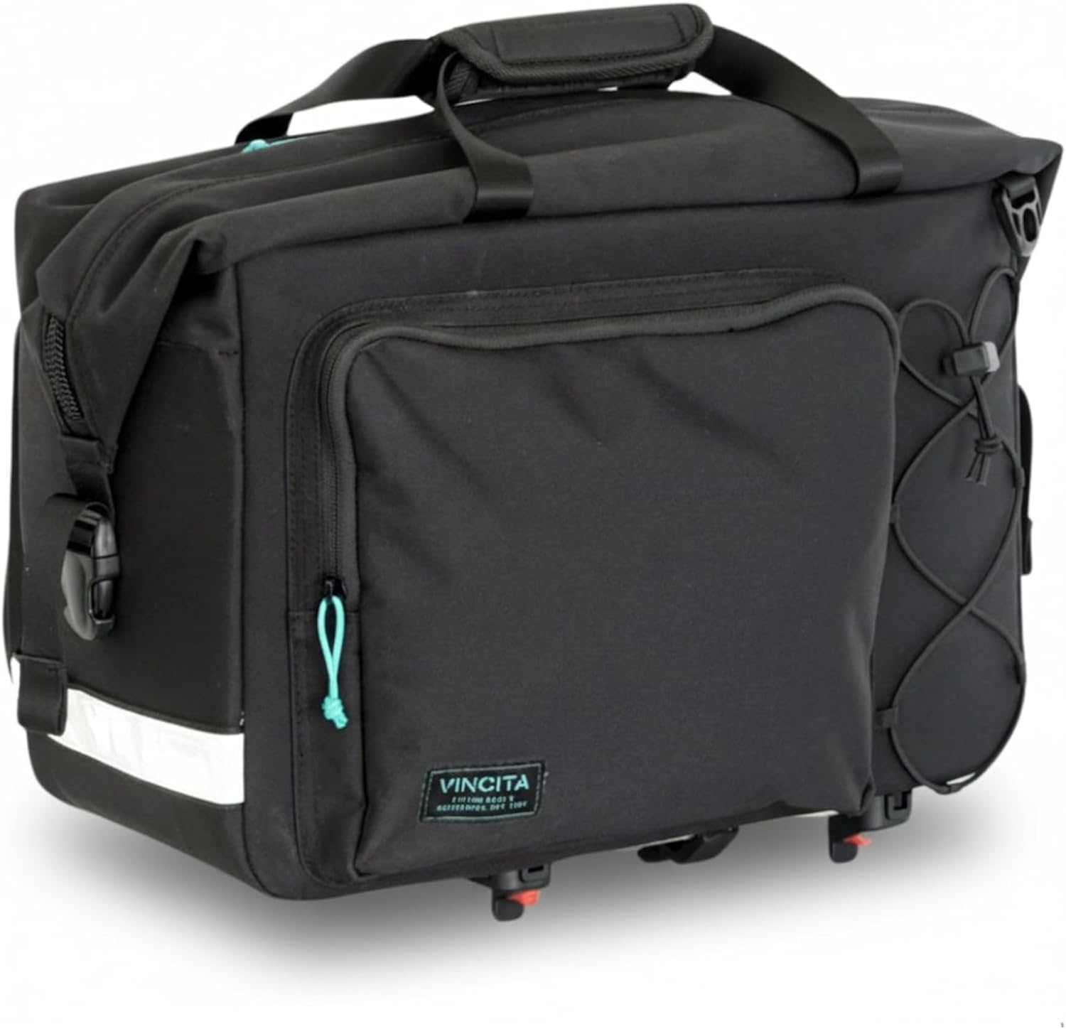 Vincita Nash Pro Rack Bag for Brompton P Line & Advance Roller Rack – KlickFix UniKlip 2 Trunk Bag – 16" Laptop Sleeve, Heel-Strike Free Design (Black)