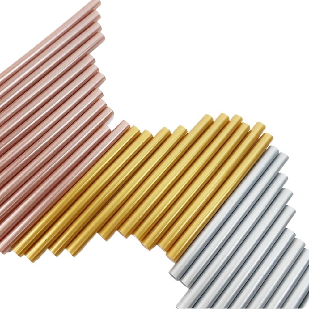 Colla A Caldo 7mm Colla a caldo Stick Metallo Ambra Dorato Argenteo Sigillo di cera Perla Luce Retro Colore Strumenti fai da te Adesivo ad alta viscosità 25 pezzi * 7 / 11mm Colla A Caldo Ricariche(Si