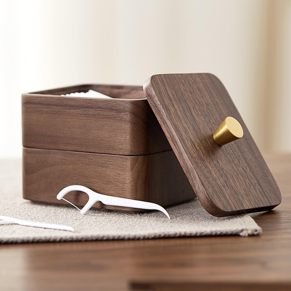 Toothpick Dispenser Multifunctional Dental Floss Storage Box 2-Layer Cotton Swab Toothpick Storage Box Holder Desktop Decoration Toothpicks for Appetizers