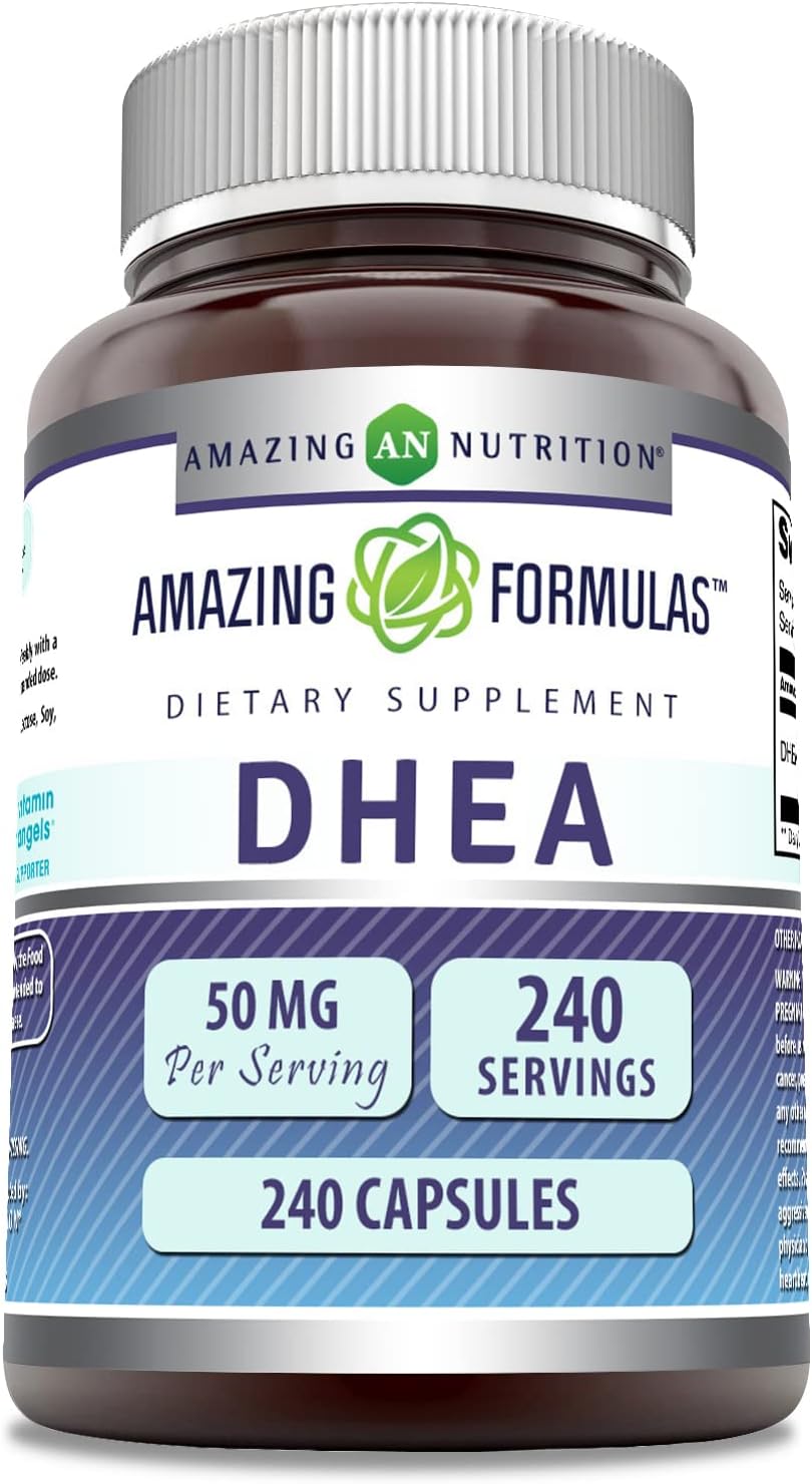 Amazing Formulas DHEA 50 Mg per Serving | Dehydroepiandrosterone | 240 Capsules Supplement | Non-GMO | Gluten-Free | Made in USA
