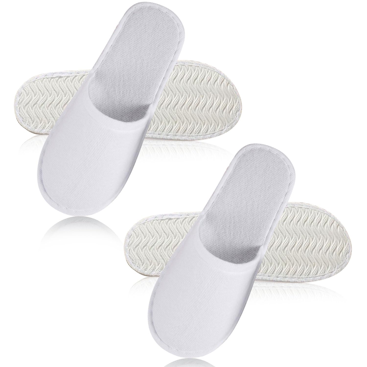 Pantofole Usa e Getta Antiscivolo, Pantofole Chiuse, Pantofole in Spugna Premium, Ciabatte Monouso per Hotel, Spa, Casa, Viaggi, Feste, Famiglie, Unisex, Lavabili, Misura Universale, 2 Paia (Bianco)