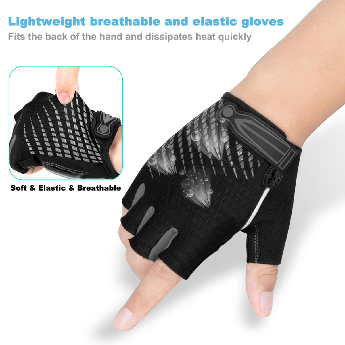 LUROON Gants Cyclisme Demi Doigt Gant Réfléchissant Gel Bicyclette Courts Homme Femme VTT Moto