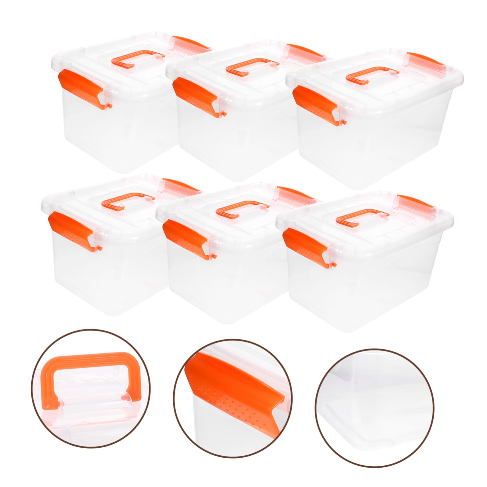 Almacenamiento de Plástico Tapa y Asa Organizadores Pequeños 6 Cajas Capacidad 3l Material Pp y Abs para Uso Doméstico