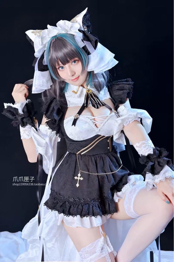 アズールレーン チェシャー メイド コスプレ服 黒色 TPFVKYCP