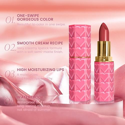 Vista 121 de evpct Juego de 1 lápiz labial líquido mate nude para mujer, peonía, flor, marrón, rosa, mate, larga duración, permanente, 24 horas, lápiz labial