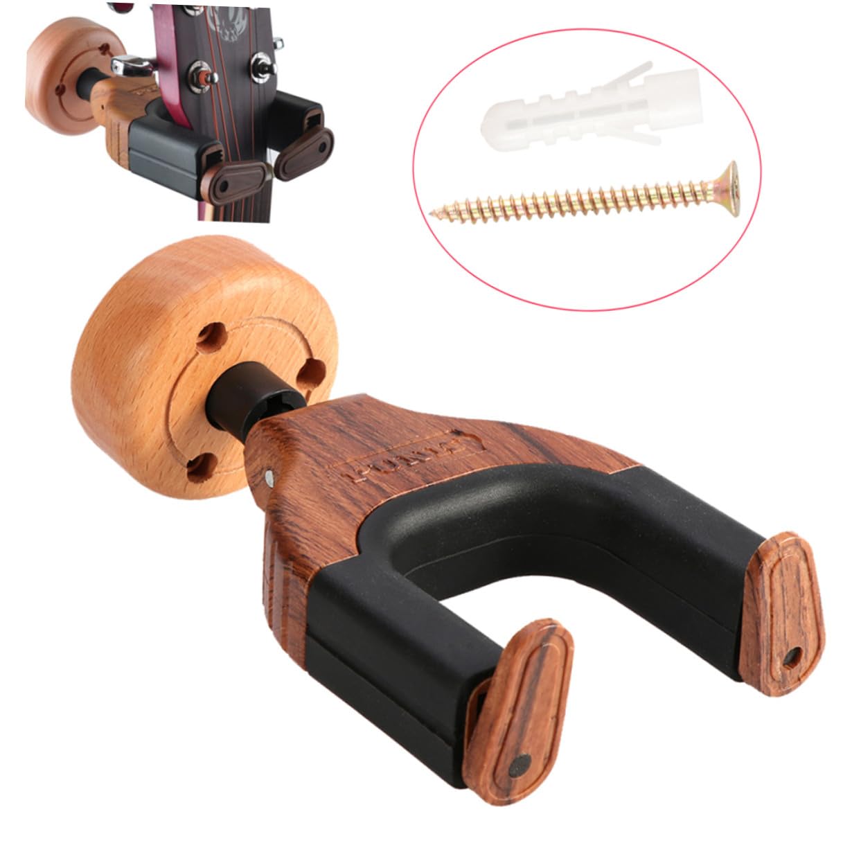 Abaodam Abnehmbare Gitarrenhalterungen Zufällige Farbe 2 Stück und Metall mit Gummibeschichtung Einfache Montage als Wandhalter für Akustische und Elektrische Gitarren