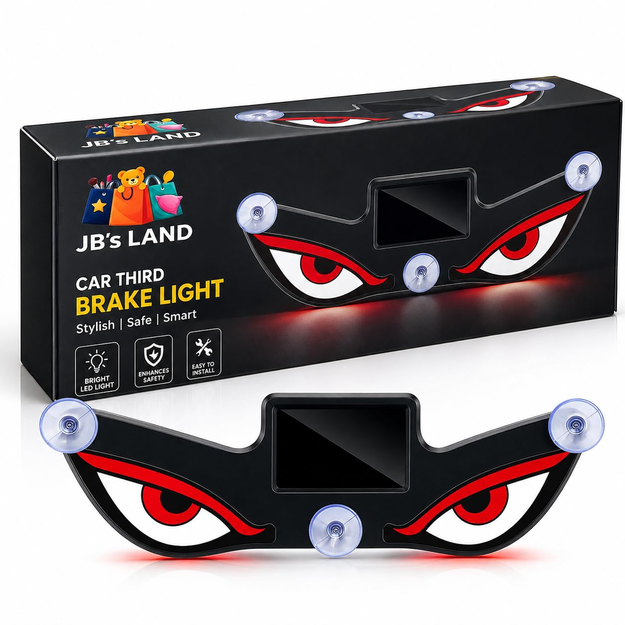 Solar Devil Eye Car Window Light, Wireless Triangle LED Decorative Window Lamp, Solar Powered Vehicle Window Accessory with Suction Cup Mount, Universal Car Window Decoration for Cars, SUVs, Trucks