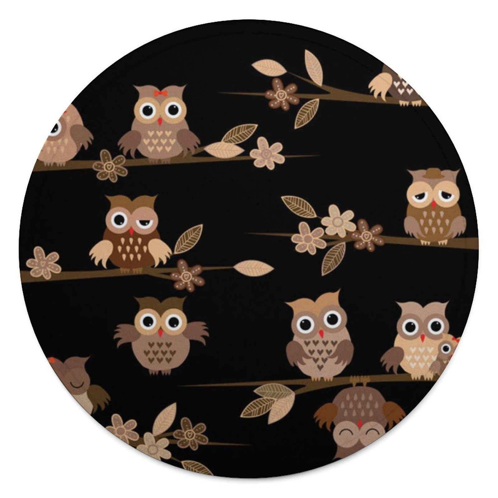 Couverture ronde en flanelle plaid polaire chouette enfant 140cm