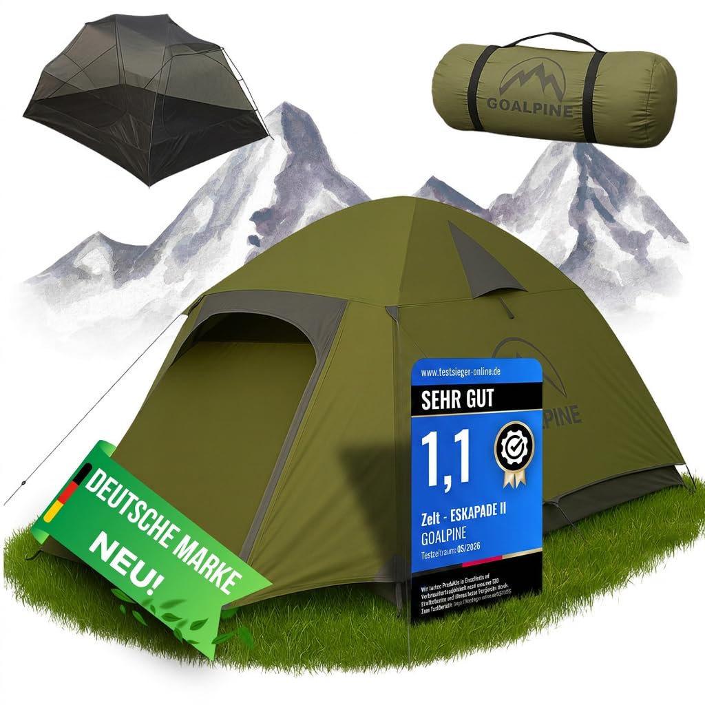 GOALPINE® Zelte für 1 & 2 große Personen | wasserdicht 4000mm | kleines Packmaß | zum Wandern, Bergtouren & Bikepacking | Ultraleicht | 3-4 Jahreszeiten | schneller aufbau