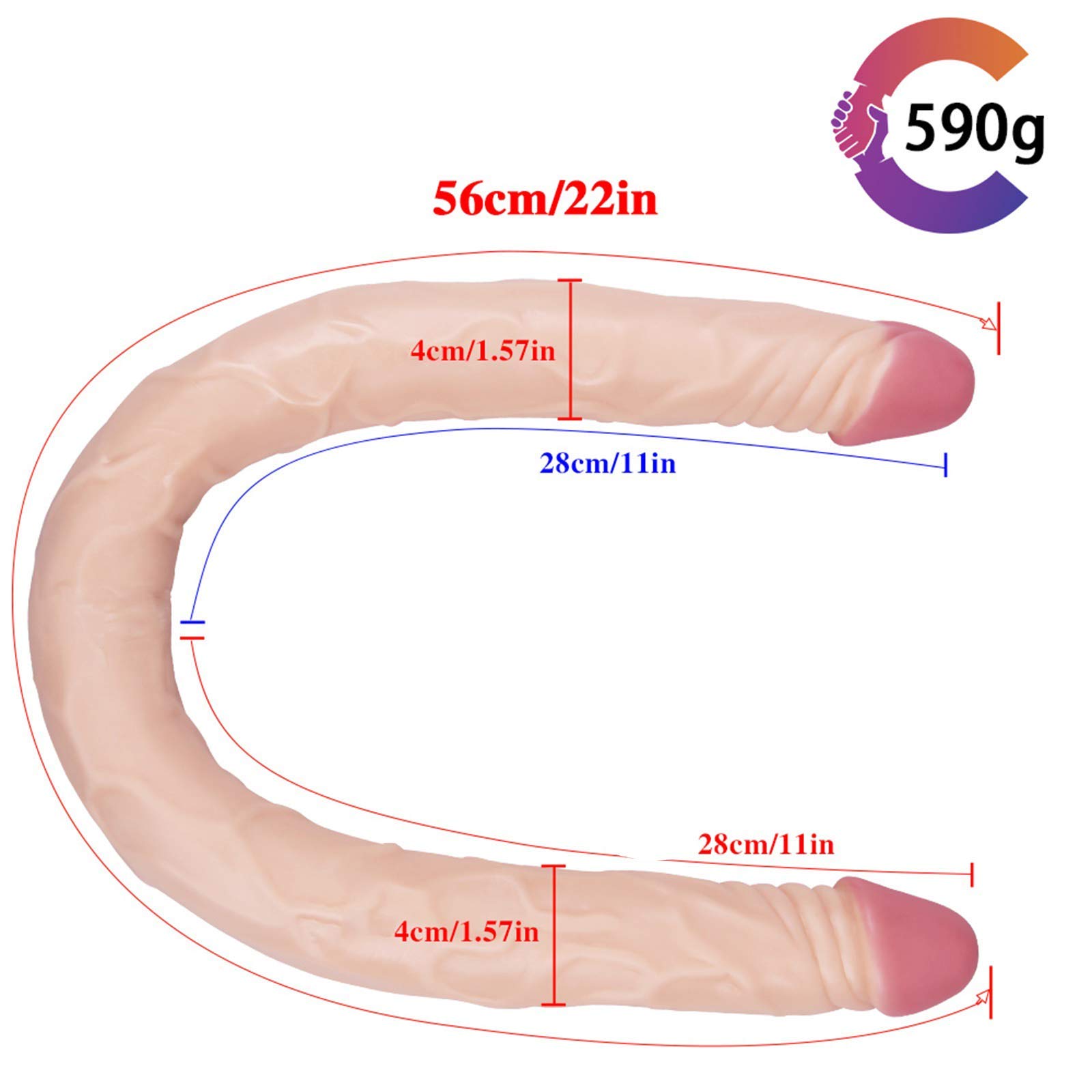 Doppio fallo XXL, classico, doppio piacere di penetrazione e stimolazione - prodotti di alta realtà per coppie lesbiche, morbidi falli anali in silicone e strumenti per la masturbazione(Flesh)