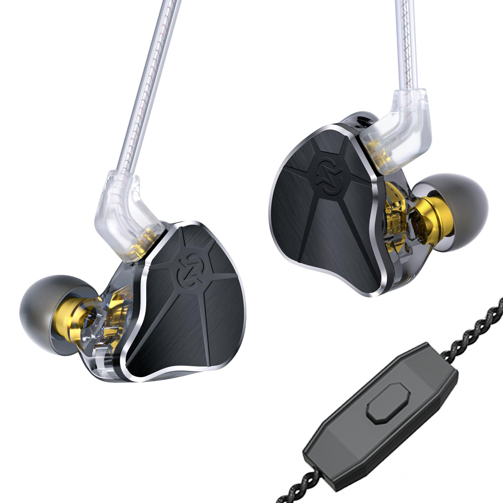 keephifi CCZ BC04 Écouteurs intra-auriculaires filaires USB C légers pour jeu HiFi IEM dynamique hybride double pilote prise de type C avec câble OFC 5N pour chanteurs (noir, avec micro)