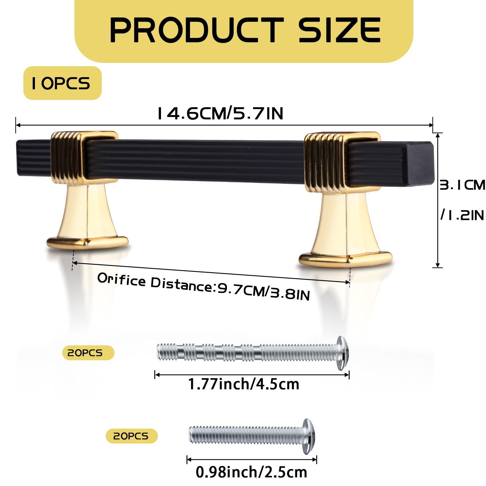 Betinyar 10PCS Black and Gold Cabinet Pulls, Black and Gold Cabinet Handles, Kitchen Cabinet Hardware, Black, Gold - Image 2